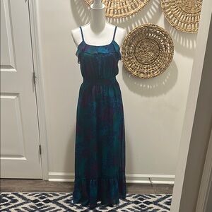 Express Blue Pleated Maxi Sundress